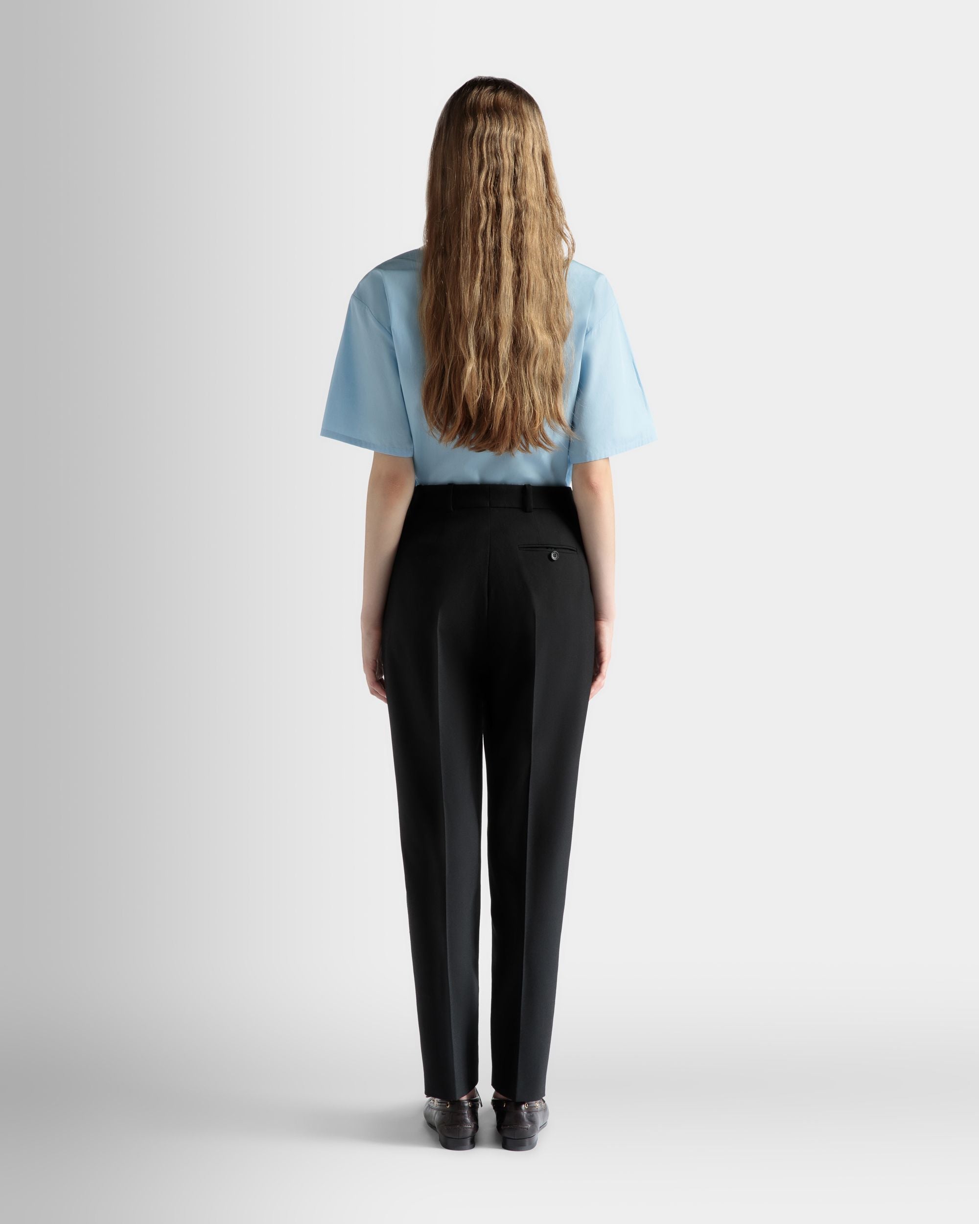 Straight Fit Pants in Black Wool - Women's - Bally - 06