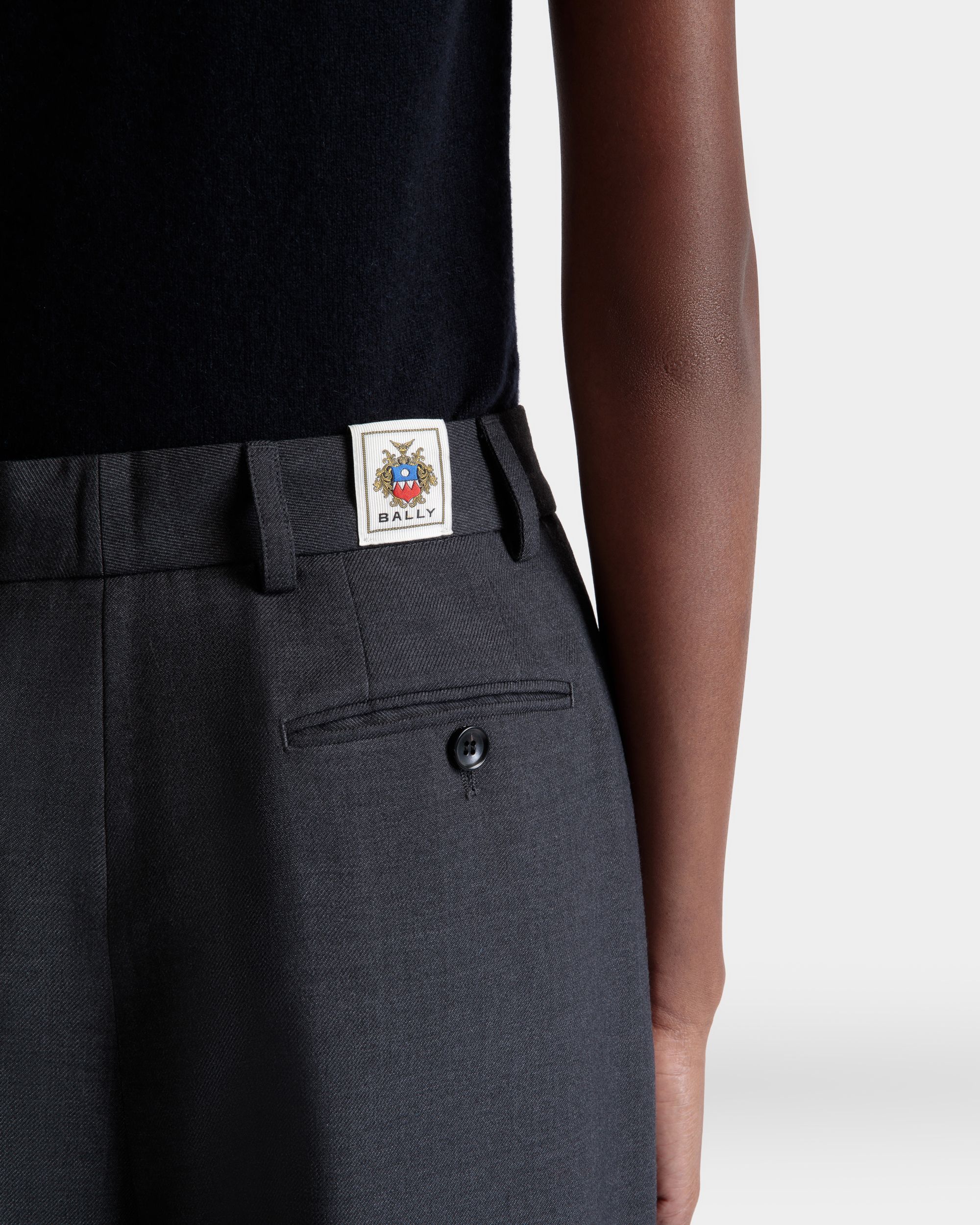 Tapered Pants In Dark Grey Wool Blend - Women's - Bally - 04