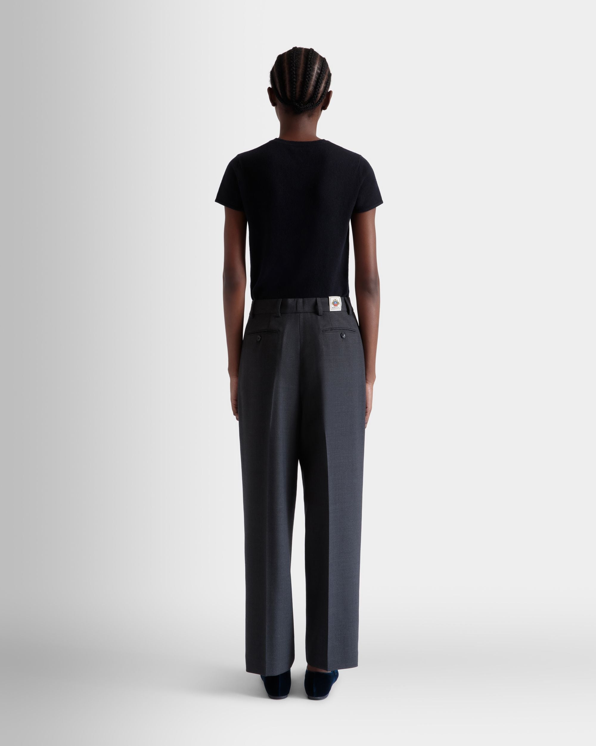 Tapered Pants In Dark Grey Wool Blend - Women's - Bally - 07