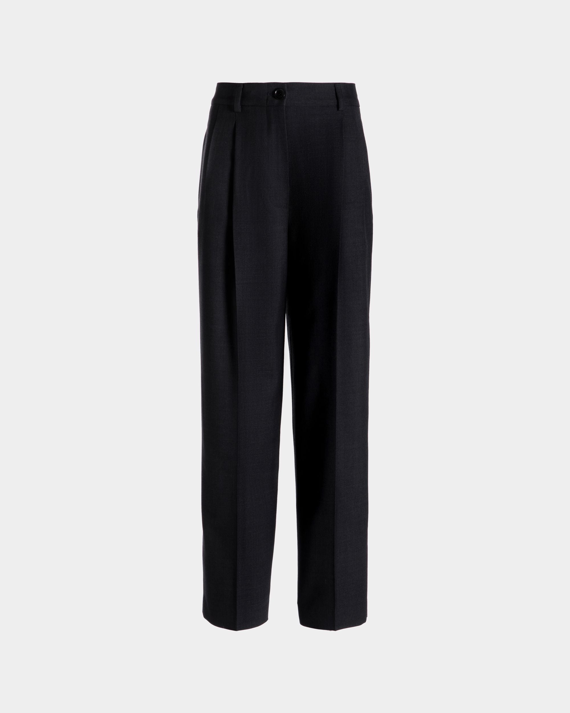 Pantalón Tapered De Mezcla De Lana Negra - Mujer - Bally - 01