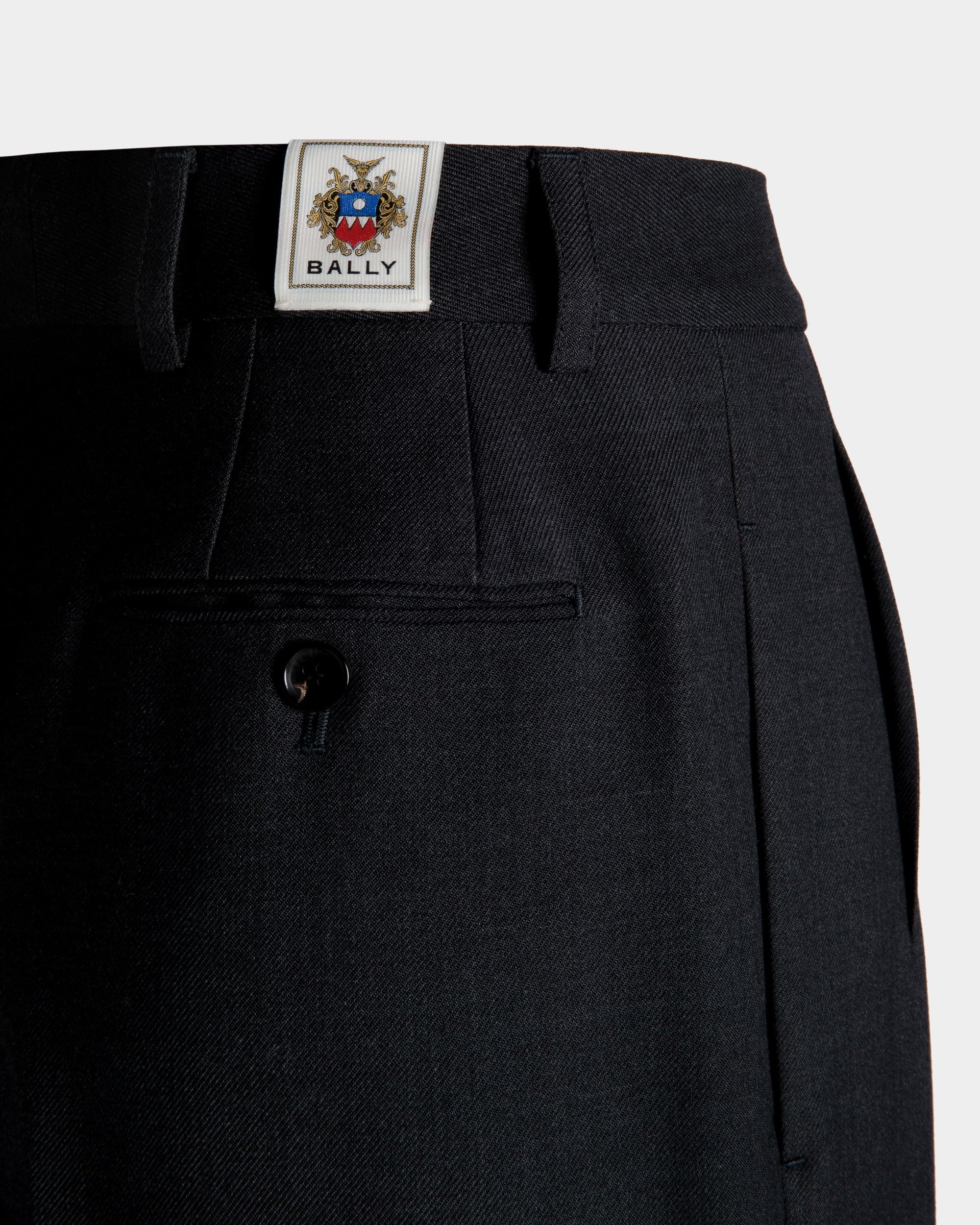 Pantalón Tapered De Mezcla De Lana Negra - Mujer - Bally - 03