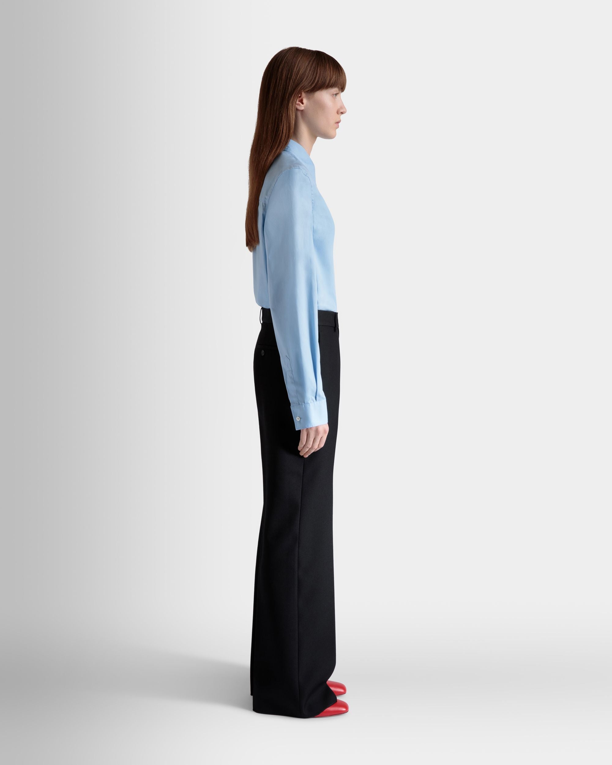 Pantalón Tapered De Mezcla De Lana Negra - Mujer - Bally - 04