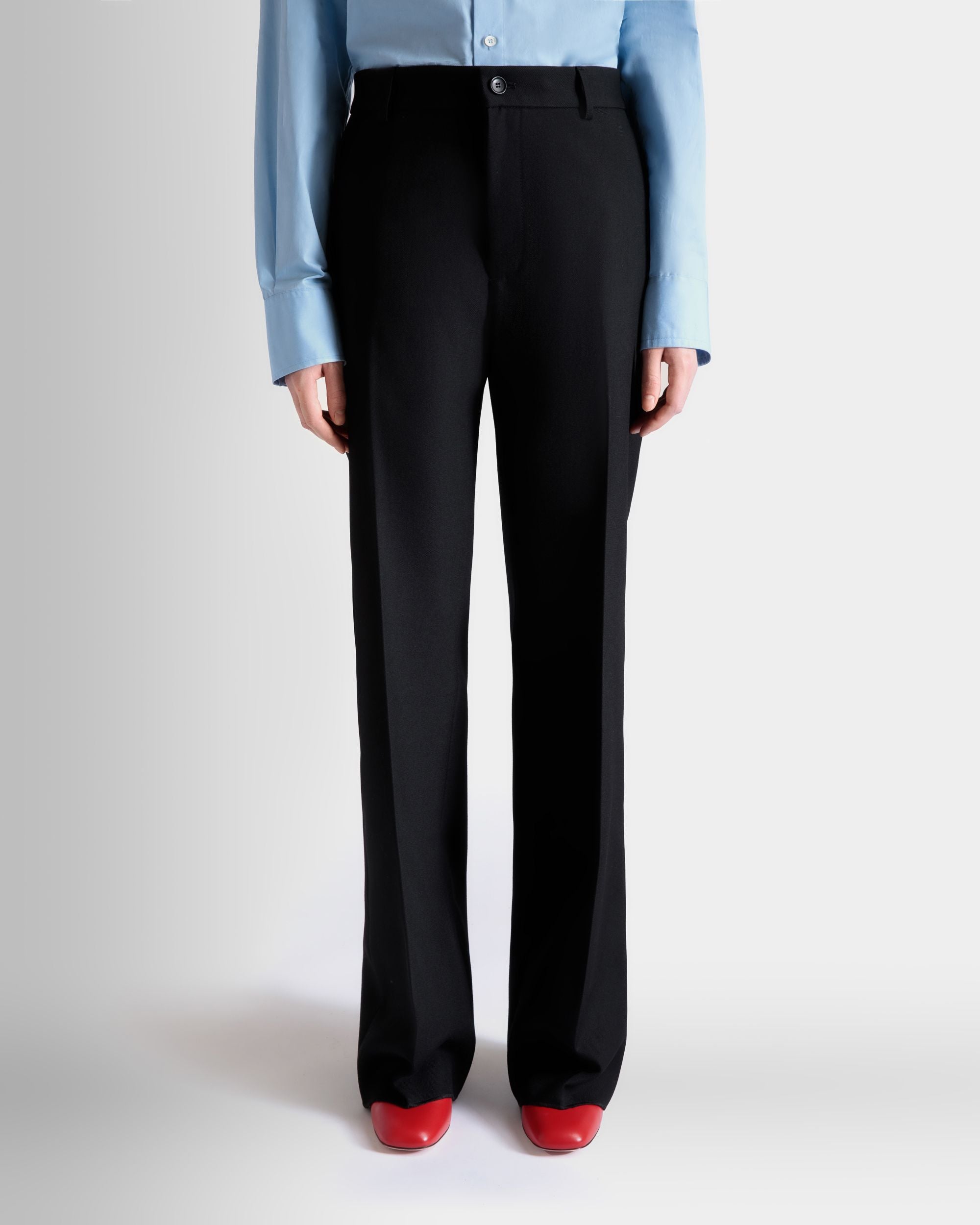 Pantalón Tapered De Mezcla De Lana Negra - Mujer - Bally - 07
