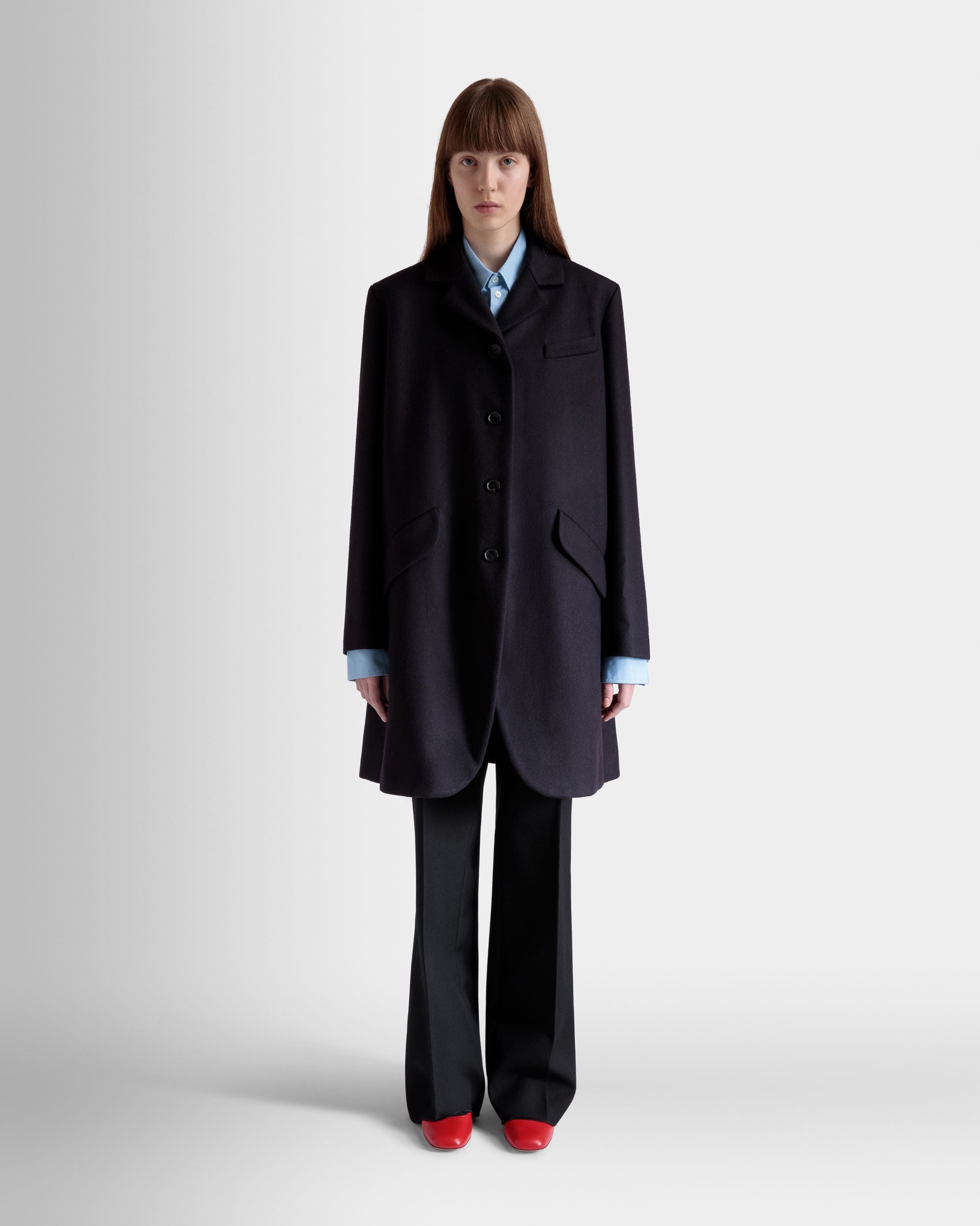 Pantalón Tapered De Mezcla De Lana Negra - Mujer - Bally - 08