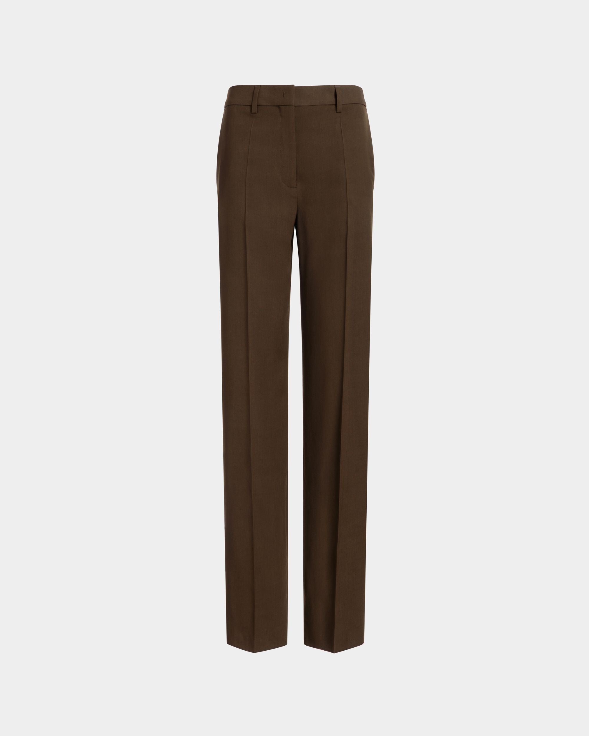 Pantalón Recto De Gabardina Fluida Military Green - Mujer - Bally - 01