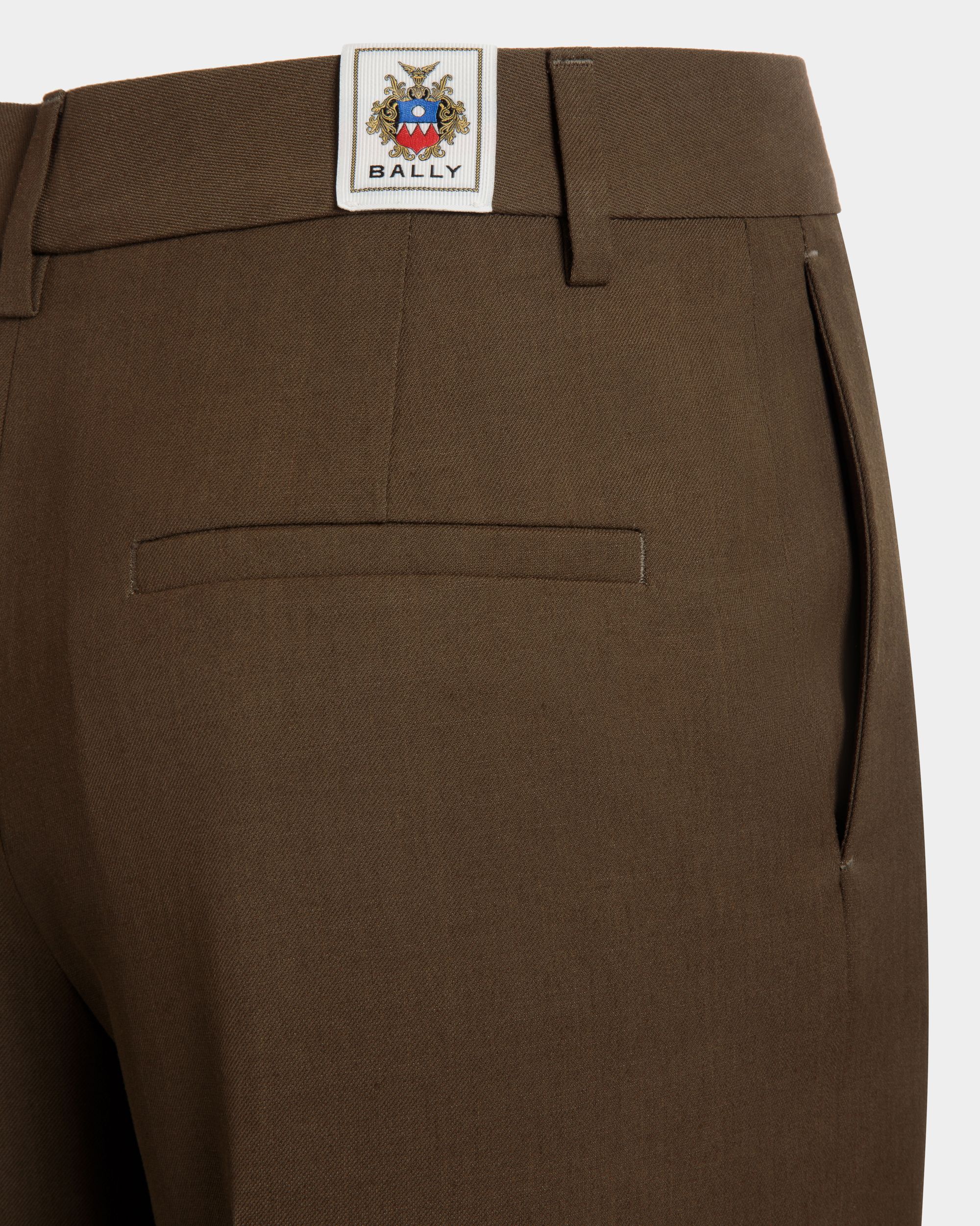 Pantalón Recto De Gabardina Fluida Military Green - Mujer - Bally - 04