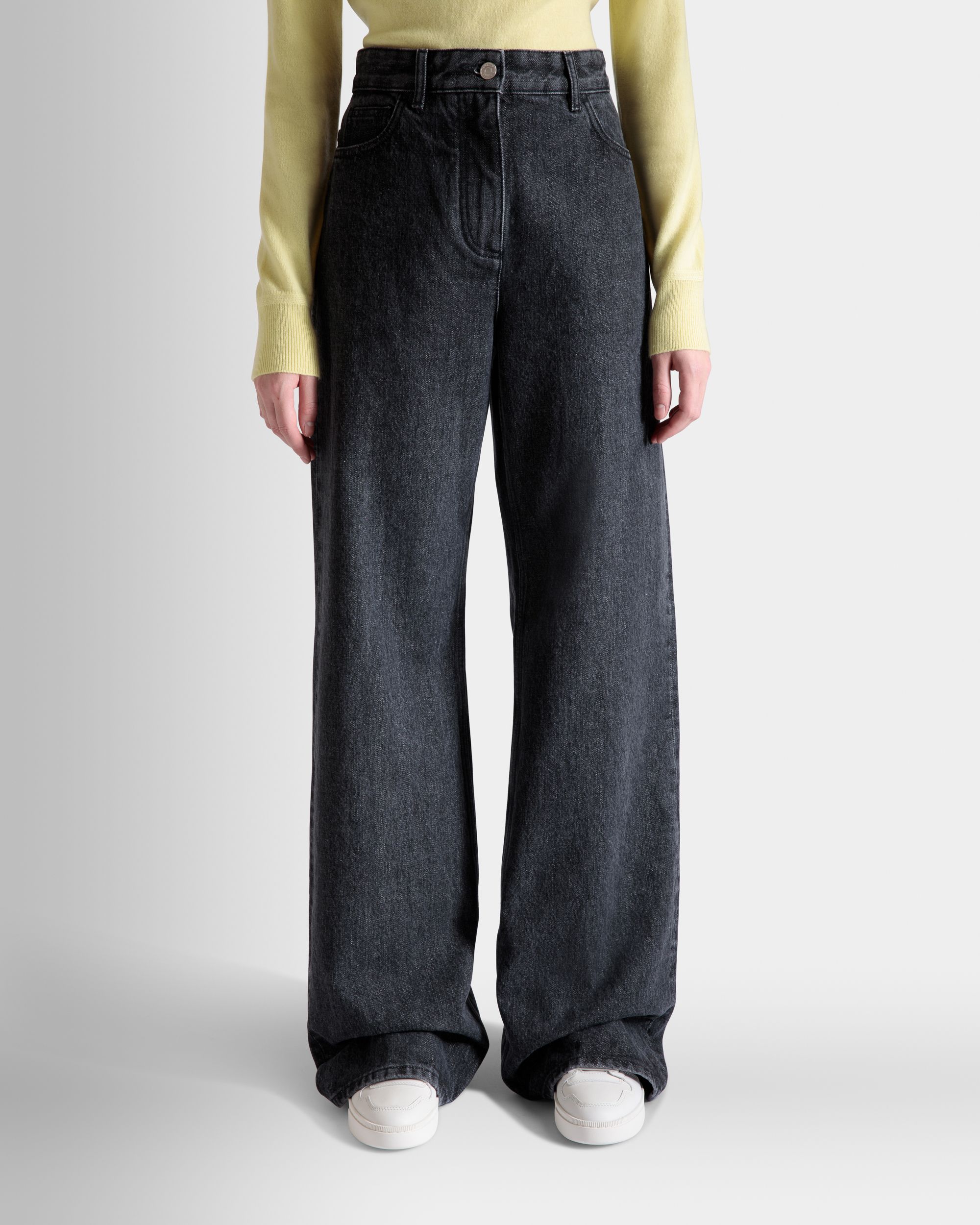 Vaqueros De Pata Ancha De Algodón Gris - Mujer - Bally - 03