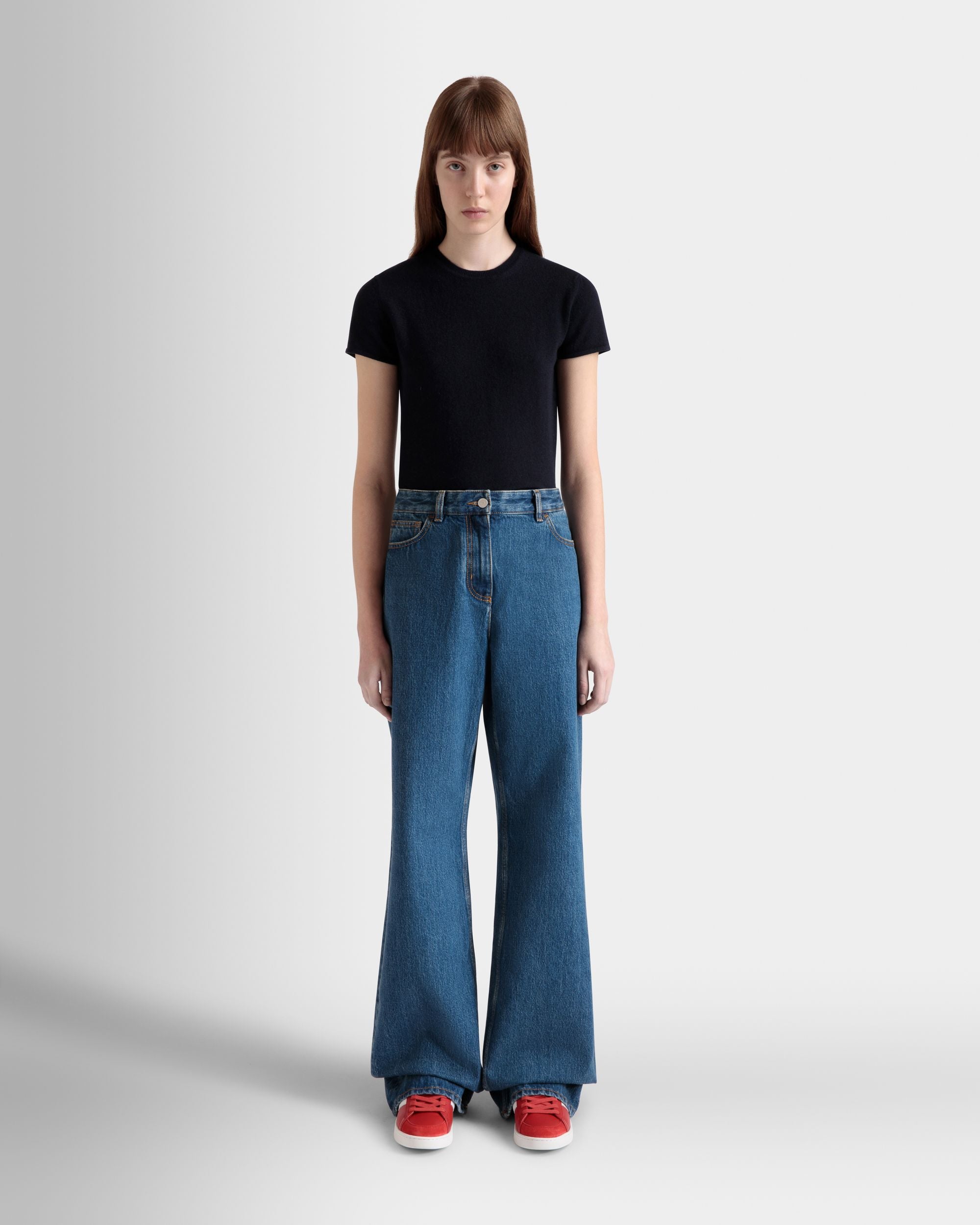 Vaqueros De Pata Ancha De Algodón Medium Blue - Mujer - Bally - 02
