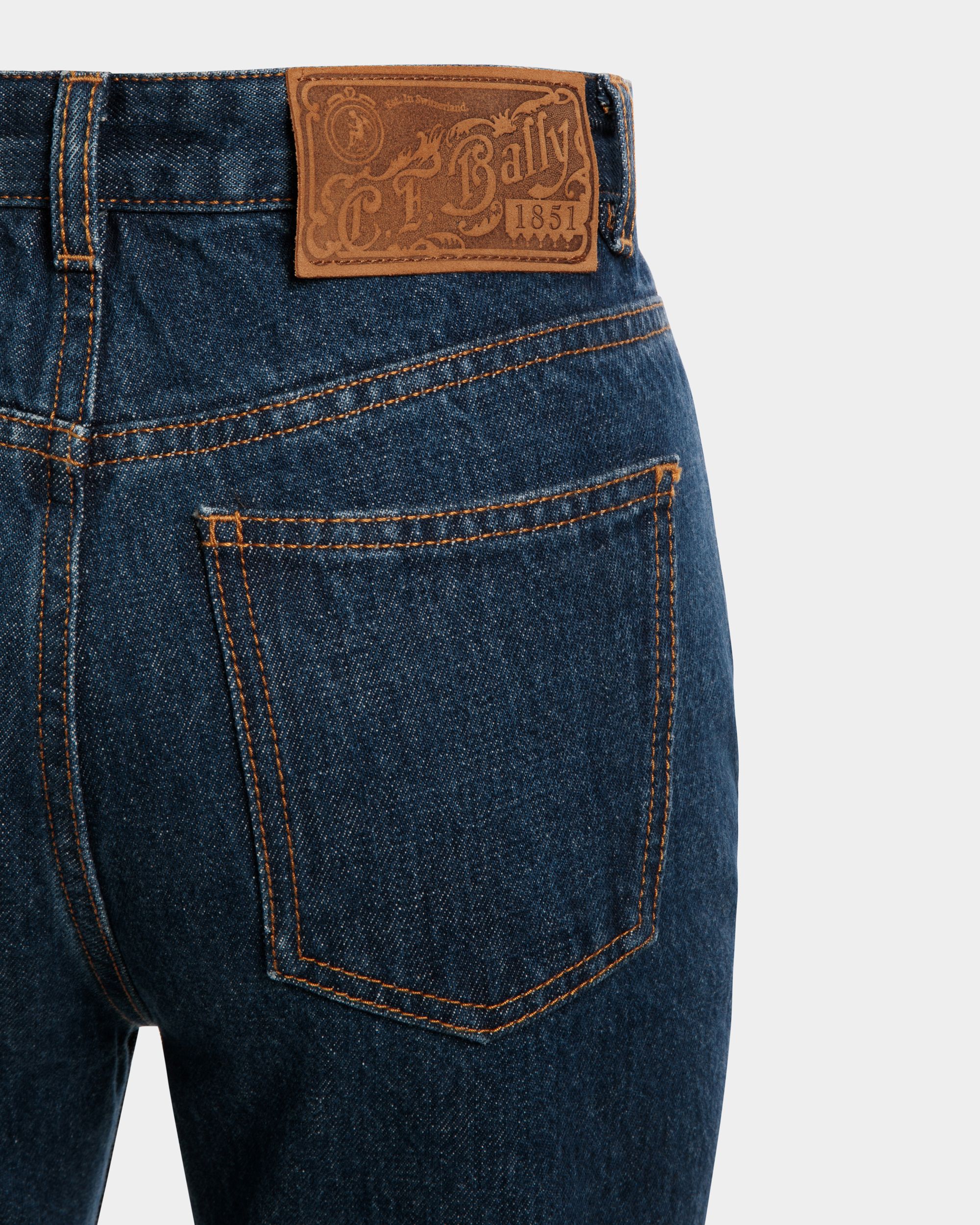 Denim Pants in Navy Blue Cotton - Mujer - Bally - 02