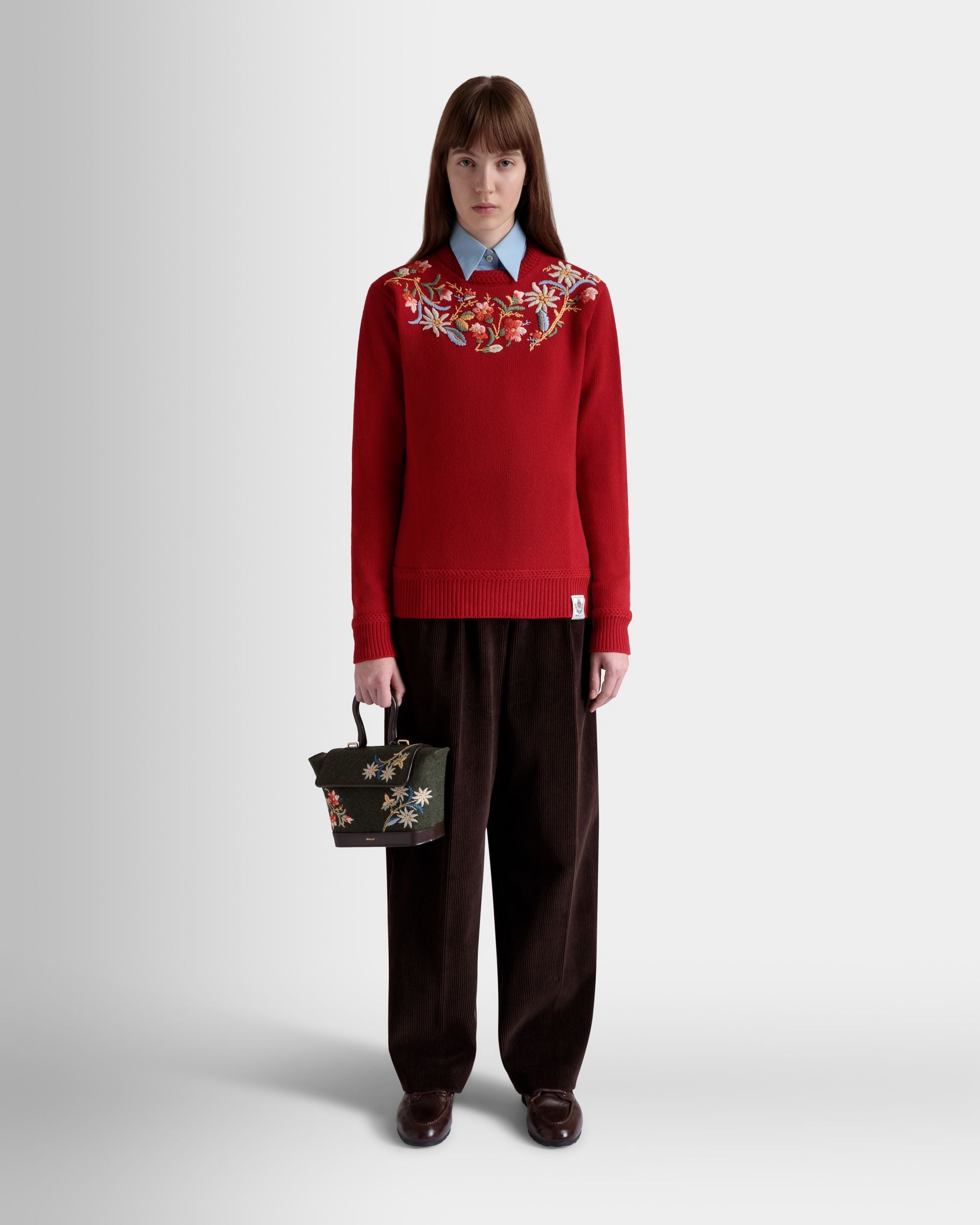 Winter Capsule Pleated Pants in Ebano Cotton Corduroy - Women's - Bally - 02