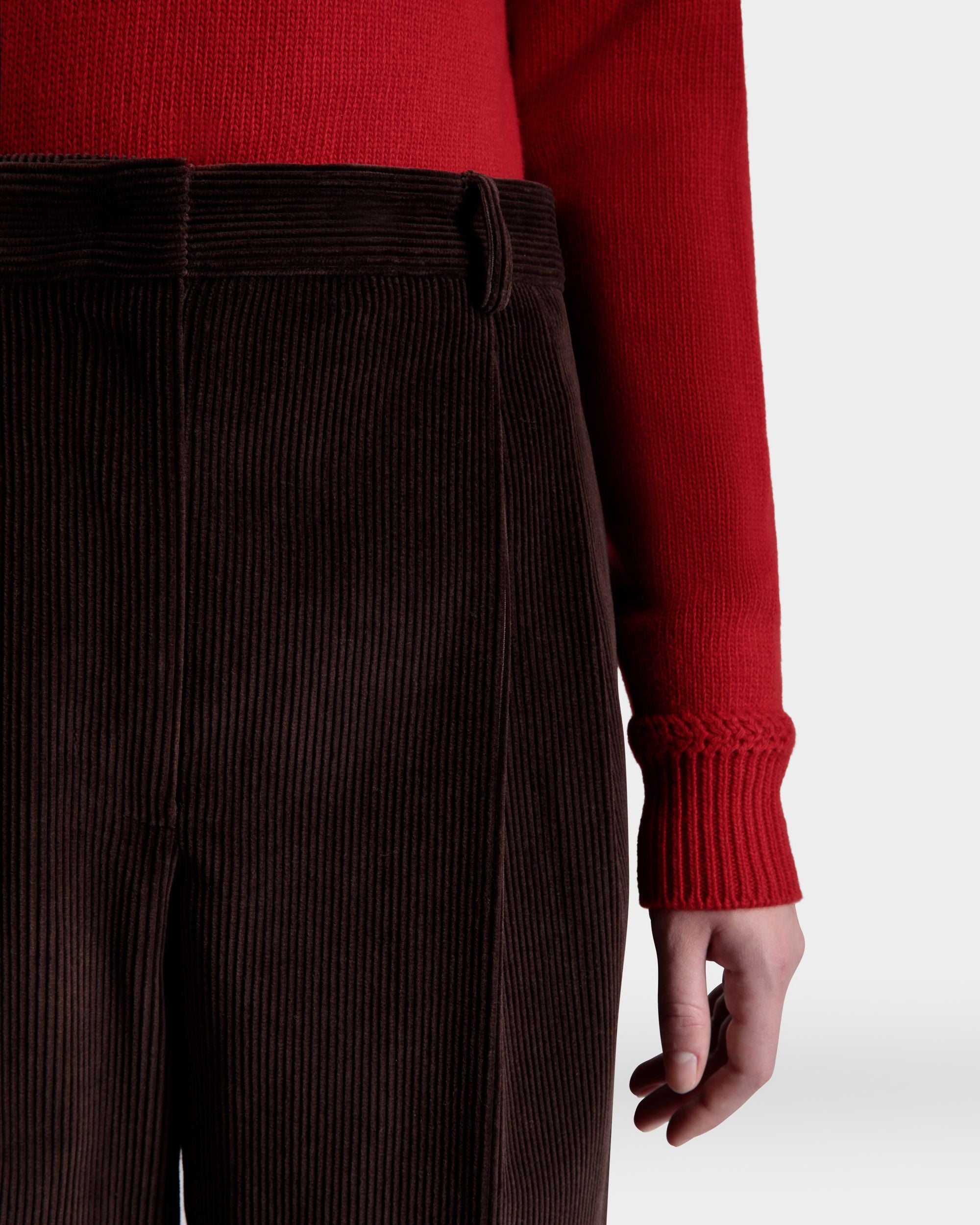 Winter Capsule Pleated Pants in Ebano Cotton Corduroy - Women's - Bally - 03