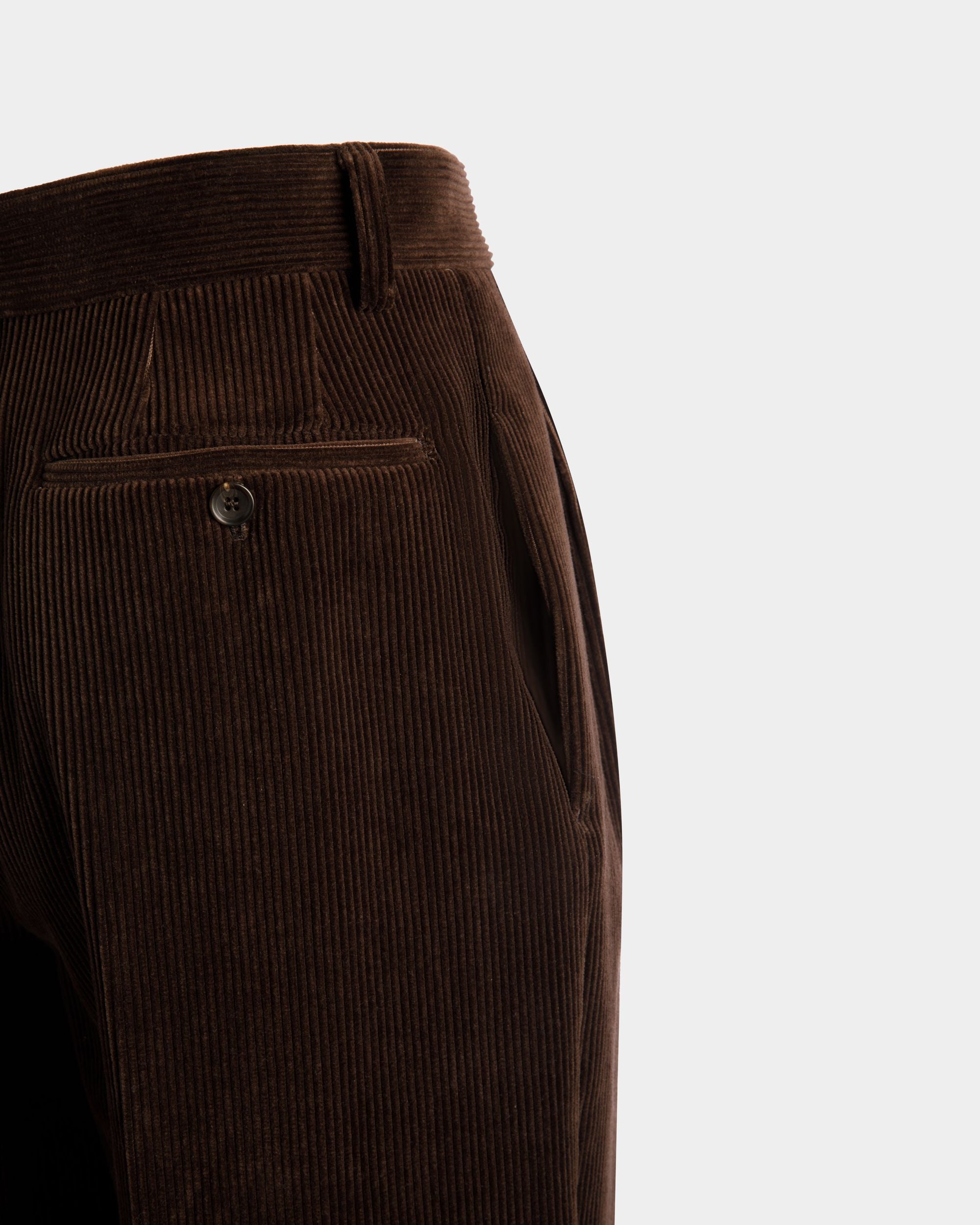 Winter Capsule Pleated Pants in Ebano Cotton Corduroy - Women's - Bally - 04