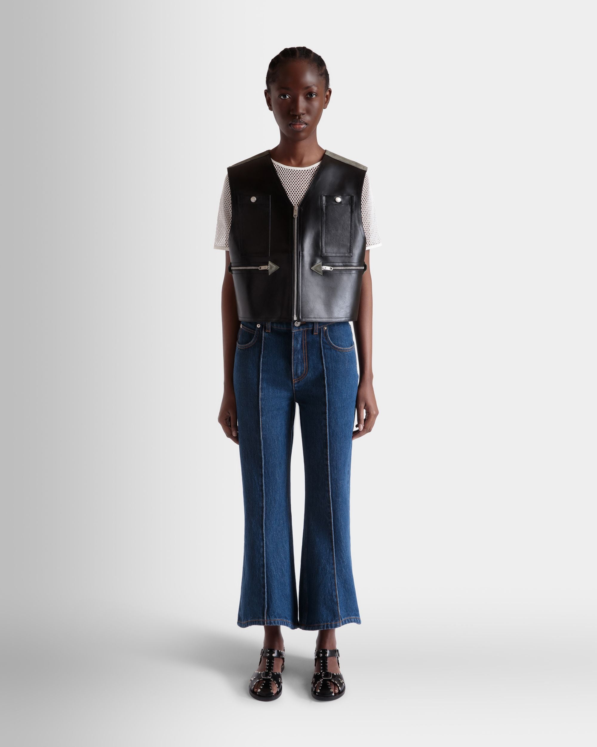 Denim Pants in Navy Blue Cotton - Women's - Bally - 02