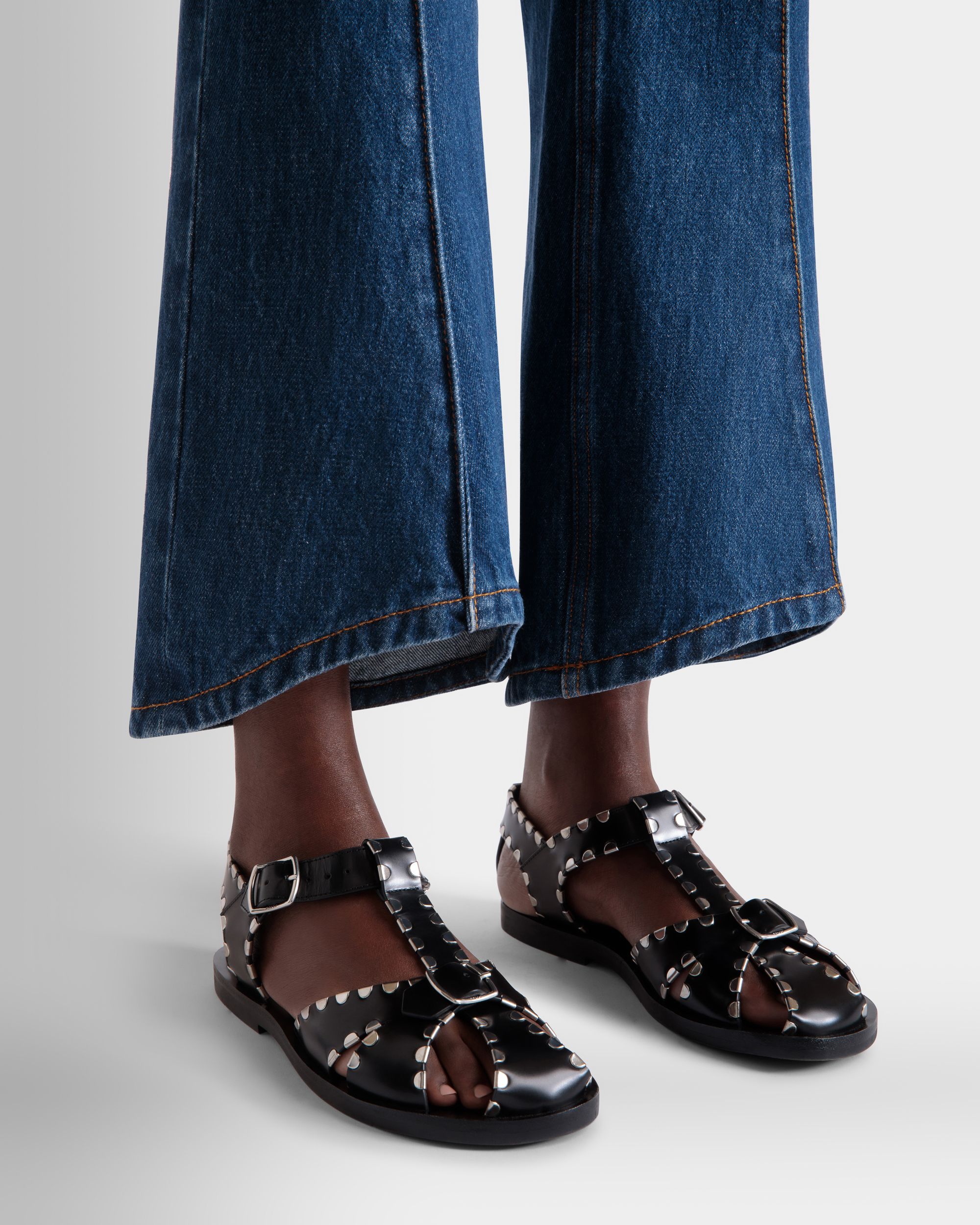Denim Pants in Navy Blue Cotton - Women's - Bally - 03