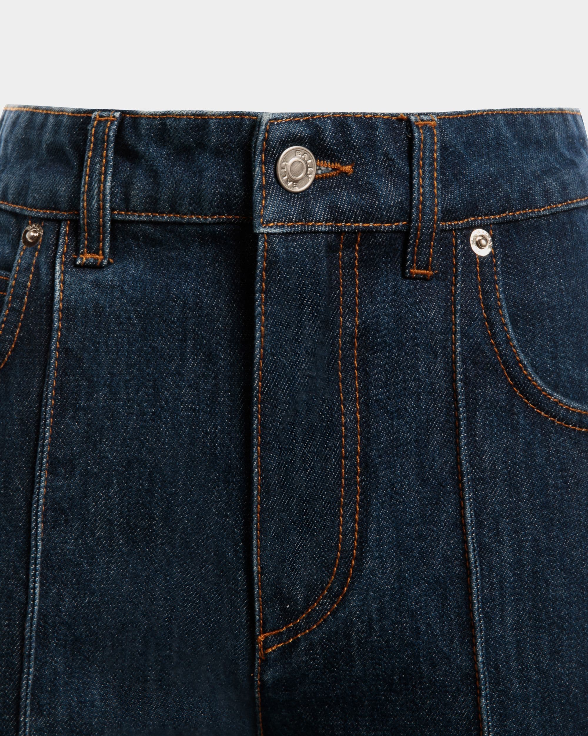 Denim Pants in Navy Blue Cotton - Women's - Bally - 04