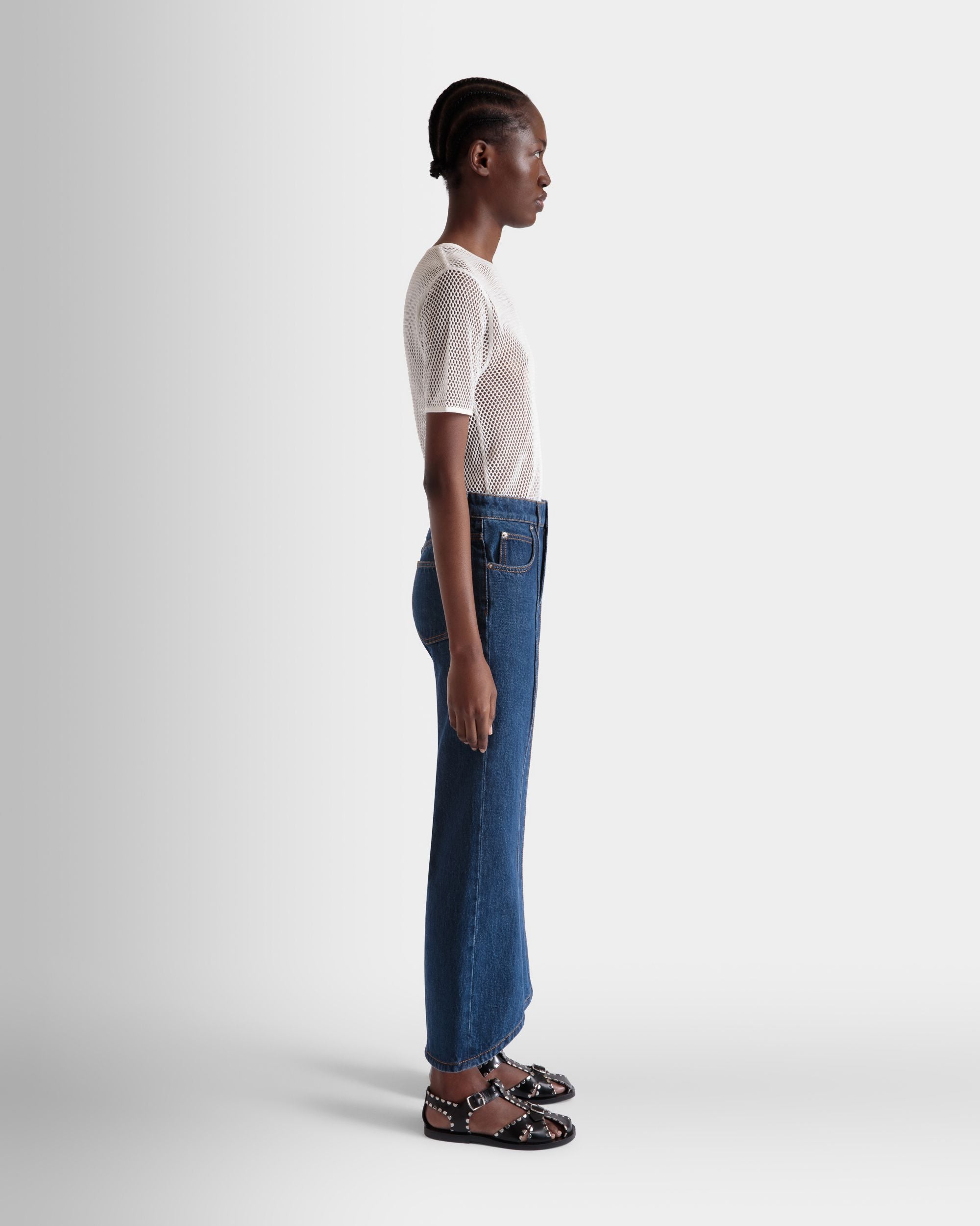 Denim Pants in Navy Blue Cotton - Women's - Bally - 05