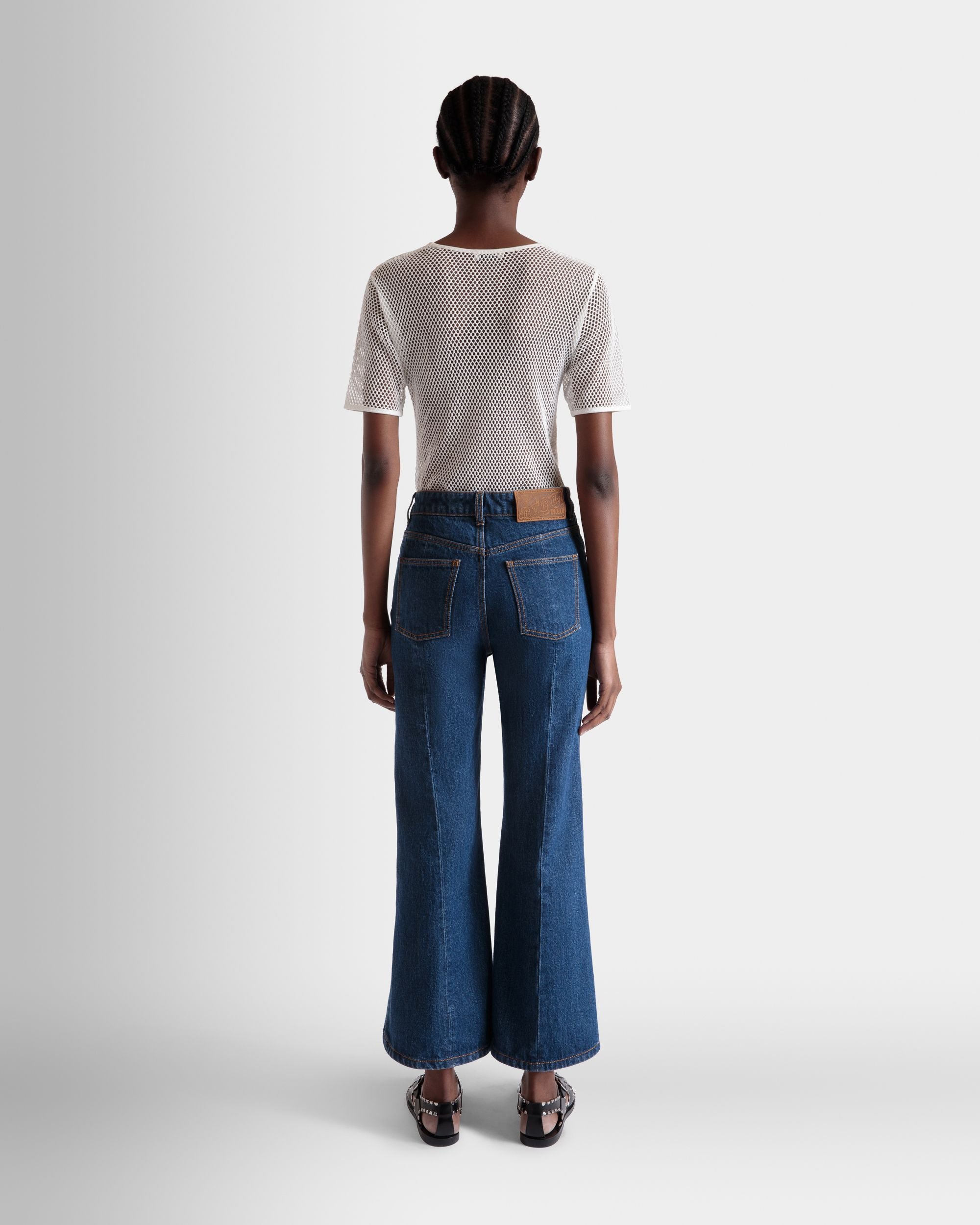 Denim Pants in Navy Blue Cotton - Women's - Bally - 06