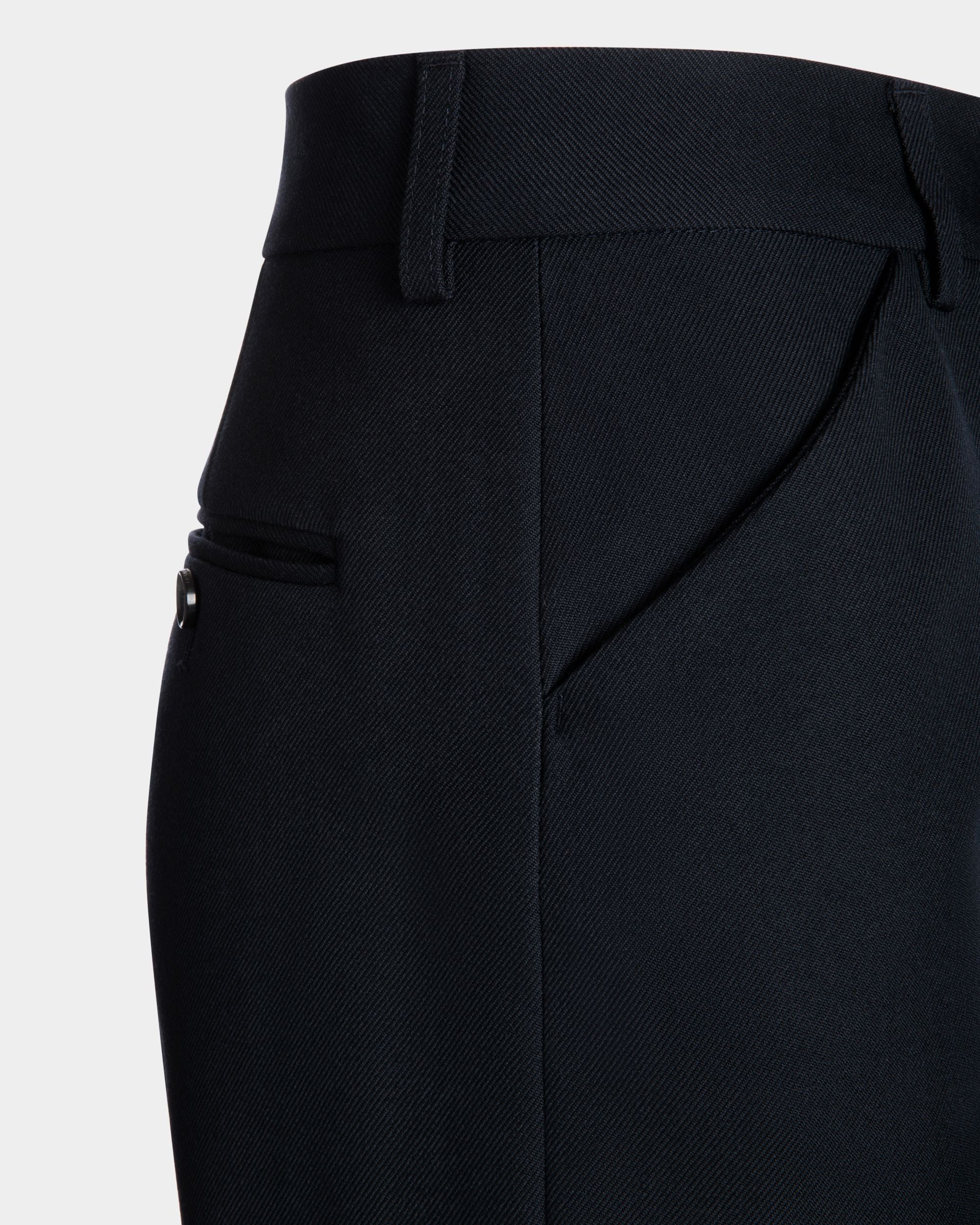 Tailored Pants in Navy Blue Wool - Women's - Bally - 02